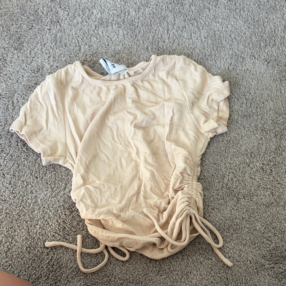 Princess Polly Tan Ruched Short Sleeve Tee
